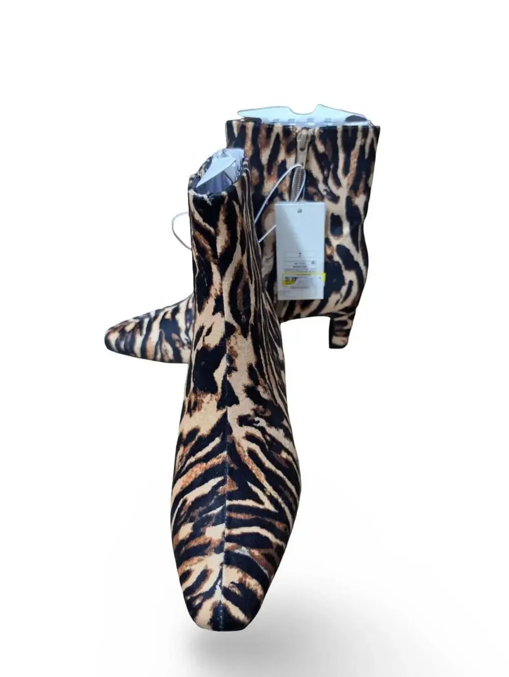 A New Day Tiger Print Ankle Boots Size 7 Pointed Toe Kitten Heel Booties